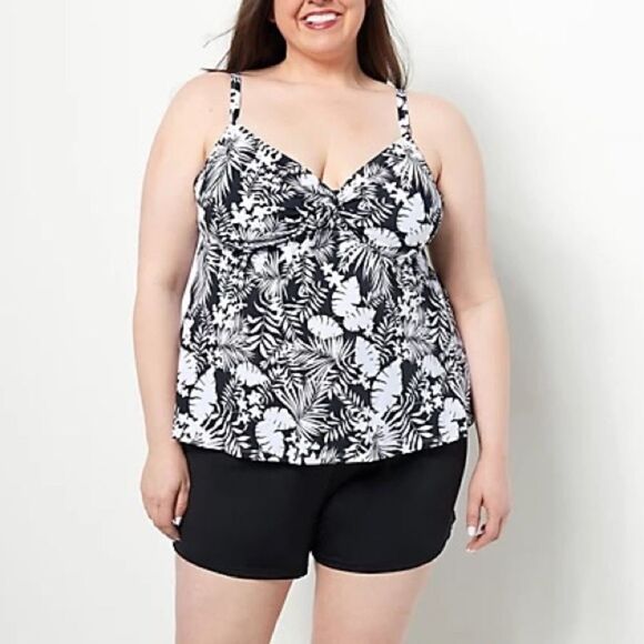 Kim Gravel x Swimsuits For All Tie Front Top and Short Set - Picture 1 of 8